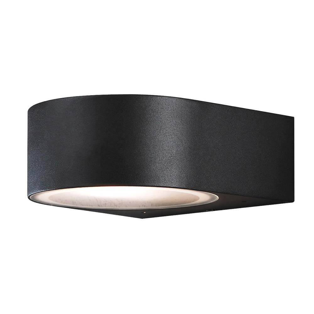 Teramo Außen-Wandleuchte Schwarz, opales Glas in modernem Design, ideal für Außenanwendungen.
