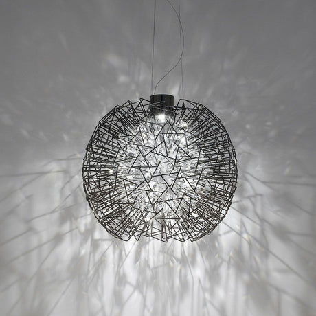 Terzani Core Design-Pendellampe Ø 70cm - stilvolle Pendelleuchte mit facettiertem Kristall und metallischer Struktur.