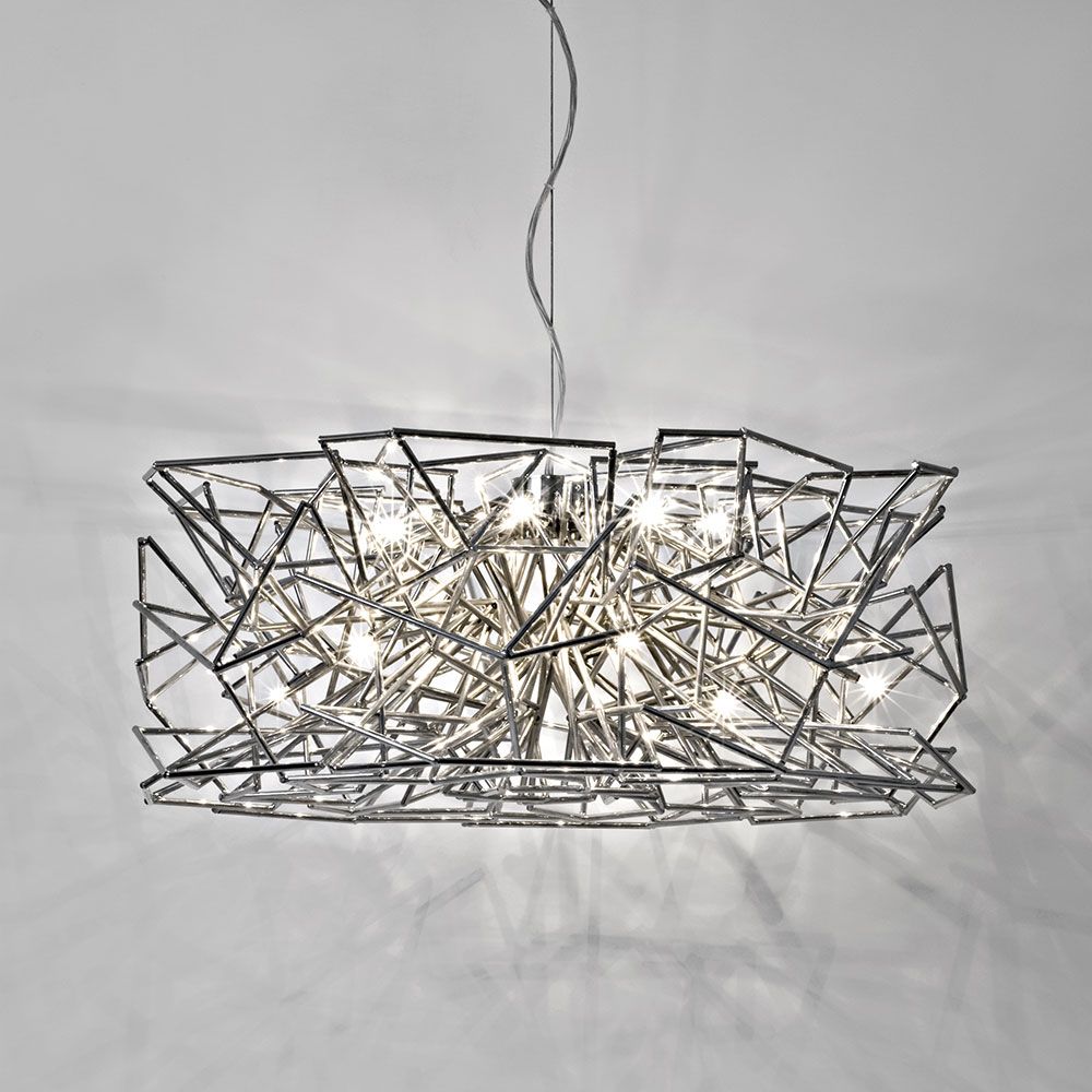 Terzani Etoile Design-Pendelleuchte Ø 70cm in vernickeltem Metall mit funkelndem Lichtspiel