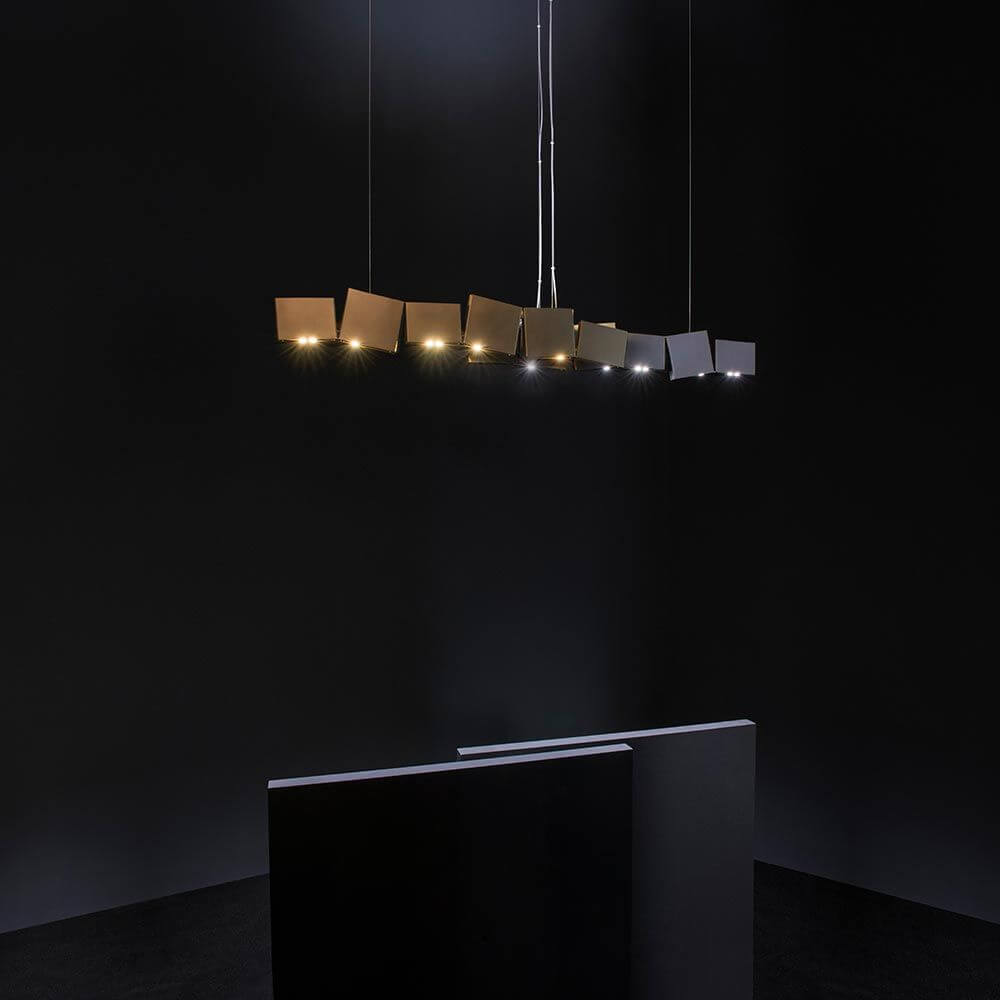 Terzani Gaia LED Design-Hängelampe 125cm in modernem, elegantem Design und geometrischem Stil.