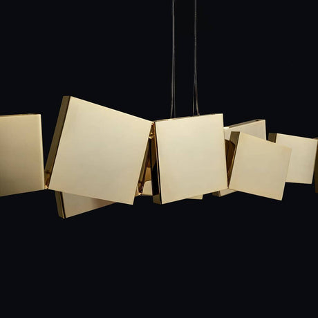 Terzani Gaia LED Design-Hängeleuchte 82cm in geometrischem goldfarbenem Design für stilvolle Beleuchtung.