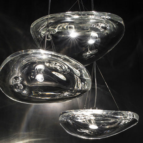 Terzani Manta LED Design-Hängeleuchte 3er in modernem, elegantem Kristalldesign.
