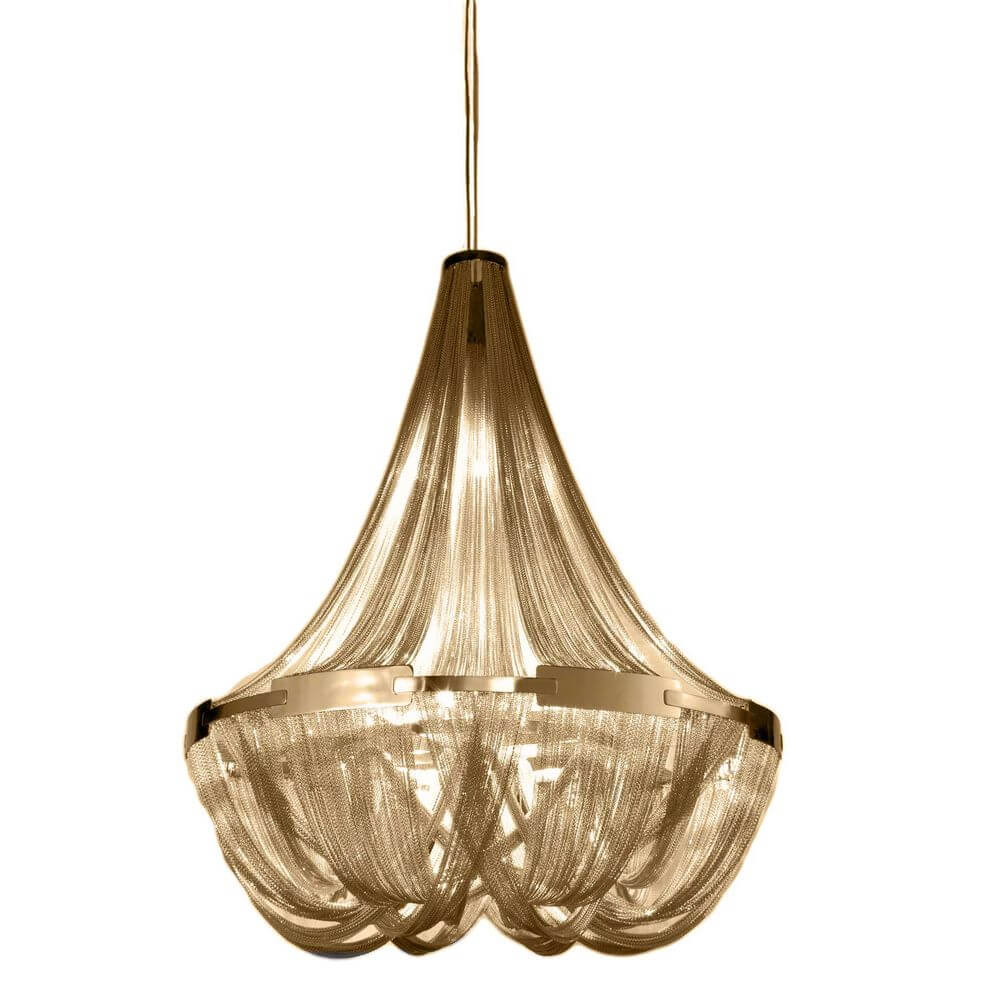 Terzani Soscik Design-Lüster Ø 95cm, modern mit metallischer Kette, dramatischer und romantischer Effekt.