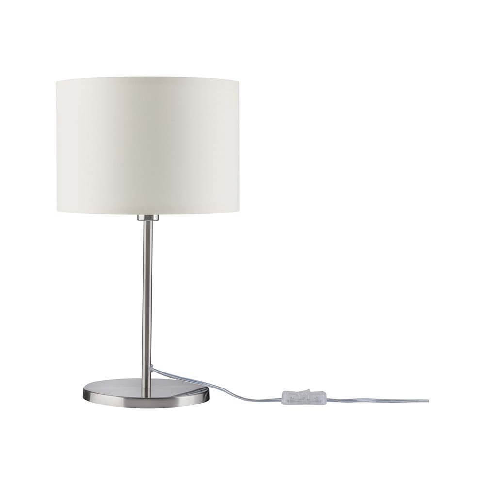 Tessa Tischleuchte max.1x40W E14 Creme Stoff mit klassischem Design und cremefarbenem Stoffschirm.