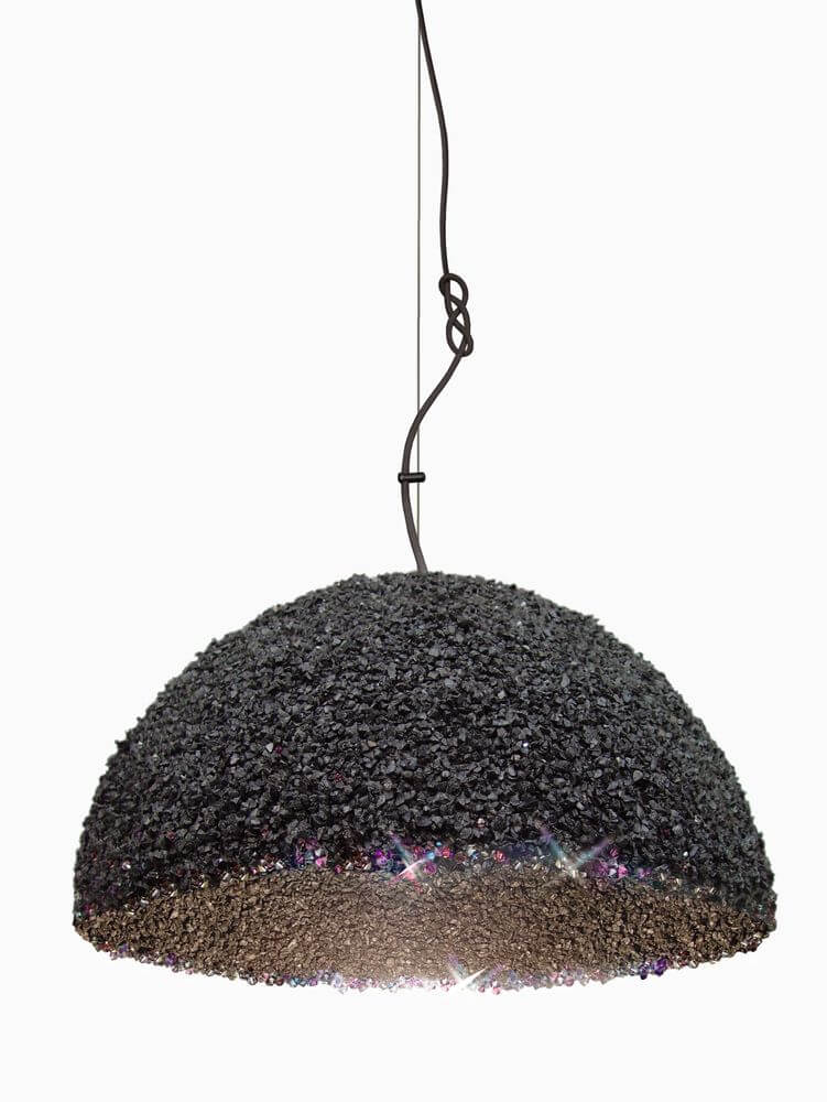 The Duchess Marmor-Pendelleuchte mit Swarovski Kristallen – schwarze halbkugelige Pendelleuchte mit funkelnder Marmor- und Kristalloberfläche