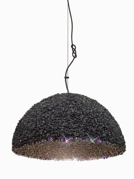 The Duchess Marble Pendel Light med Swarovski Crystals - sort halvkugleformet pendel med funklende marmor og krystaloverflade
