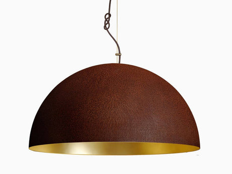 The Queen Metall-Pendelleuchte Rost 23,75 Karat Vergoldet - halbrunde Hängeleuchte rost außen, vergoldete Innenseite, minimalistisches Design