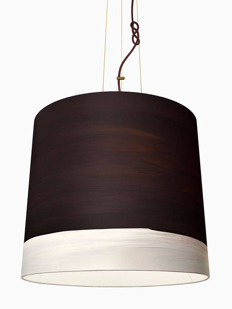 The Sisters linen pendant light Hand-painted – dark brown hand-painted linen pendant light with a light brushstroke at the lower edge
