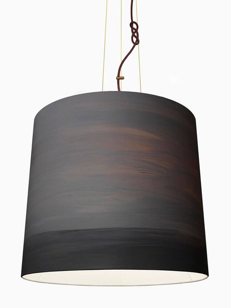 The Sisters linen pendant light Hand-painted – hand-painted linen shade in dark brown and grey nuances, modern hanging pendant light