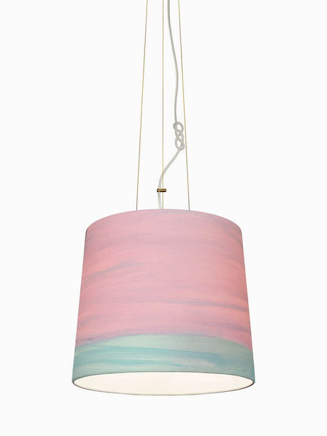 The Sisters linen pendant light Hand-painted – hand-painted linen lampshade in pastel pink and mint, contemporary design, Mammalampa