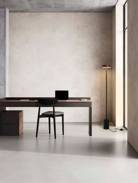 Lampadaire Thea LED H 135 cm Ø 20 cm 3000K – lampadaire élancé en décor bois, lumière blanc chaud 3000K idéale pour le salon moderne ou le bureau à domicile