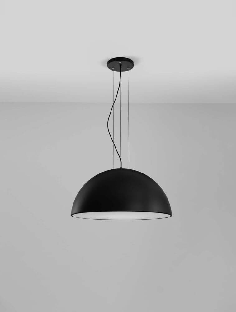 Tholos Pendelleuchte E27 3-flammig in Schwarz und Weiß, stilvolles Design für modernes Interieur.