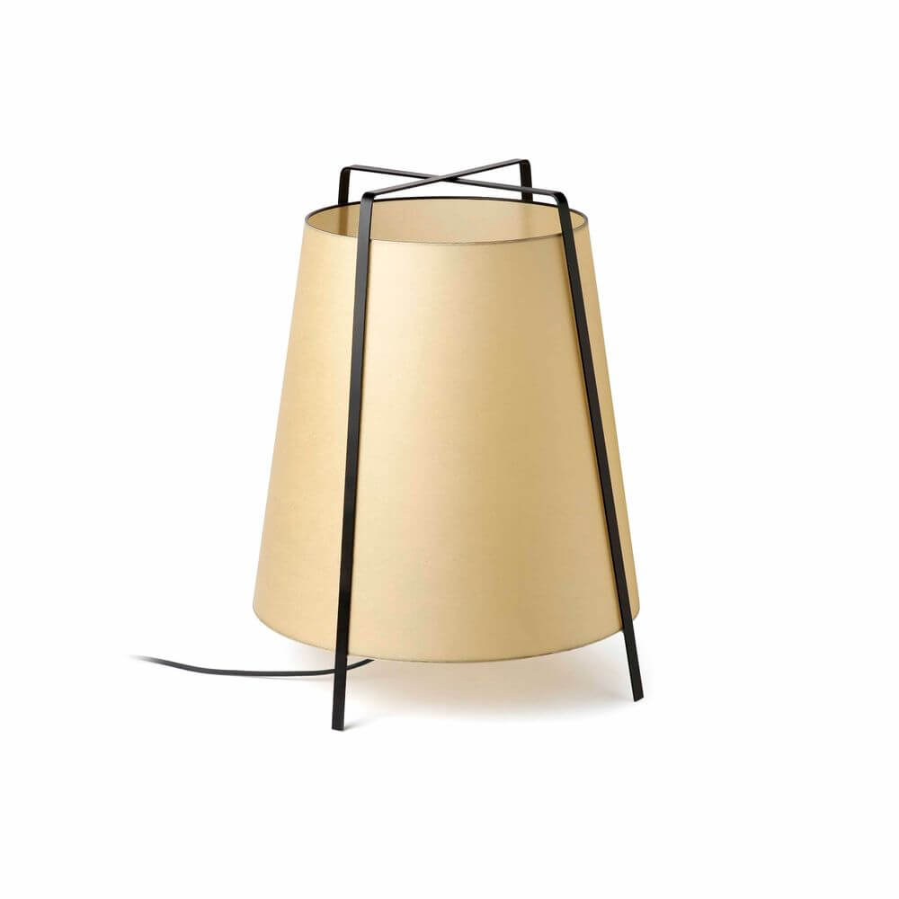 Tischlampe AKANE Schwarz, Beige mit modernem Design und schwarz-beiger Farbgebung.