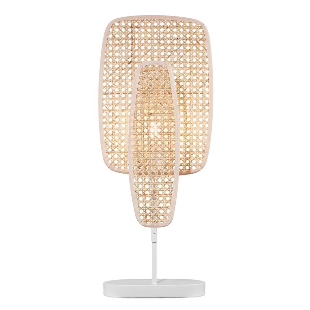 Tischlampe Bali mit rattanartigem Lampenschirm und modernem Design für stilvolle Raumbeleuchtung.