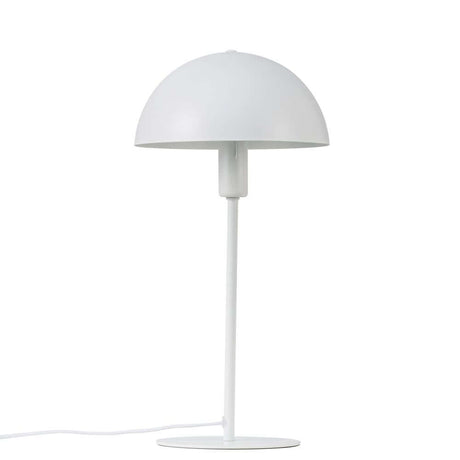 Bordlampe Ellen Hvit i minimalistisk skandinavisk design med avrundet skjerm og lett ramme.
