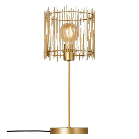 Tischlampe Elvis mit goldfarbenem Gestell und dekorativem Lampenschirm.