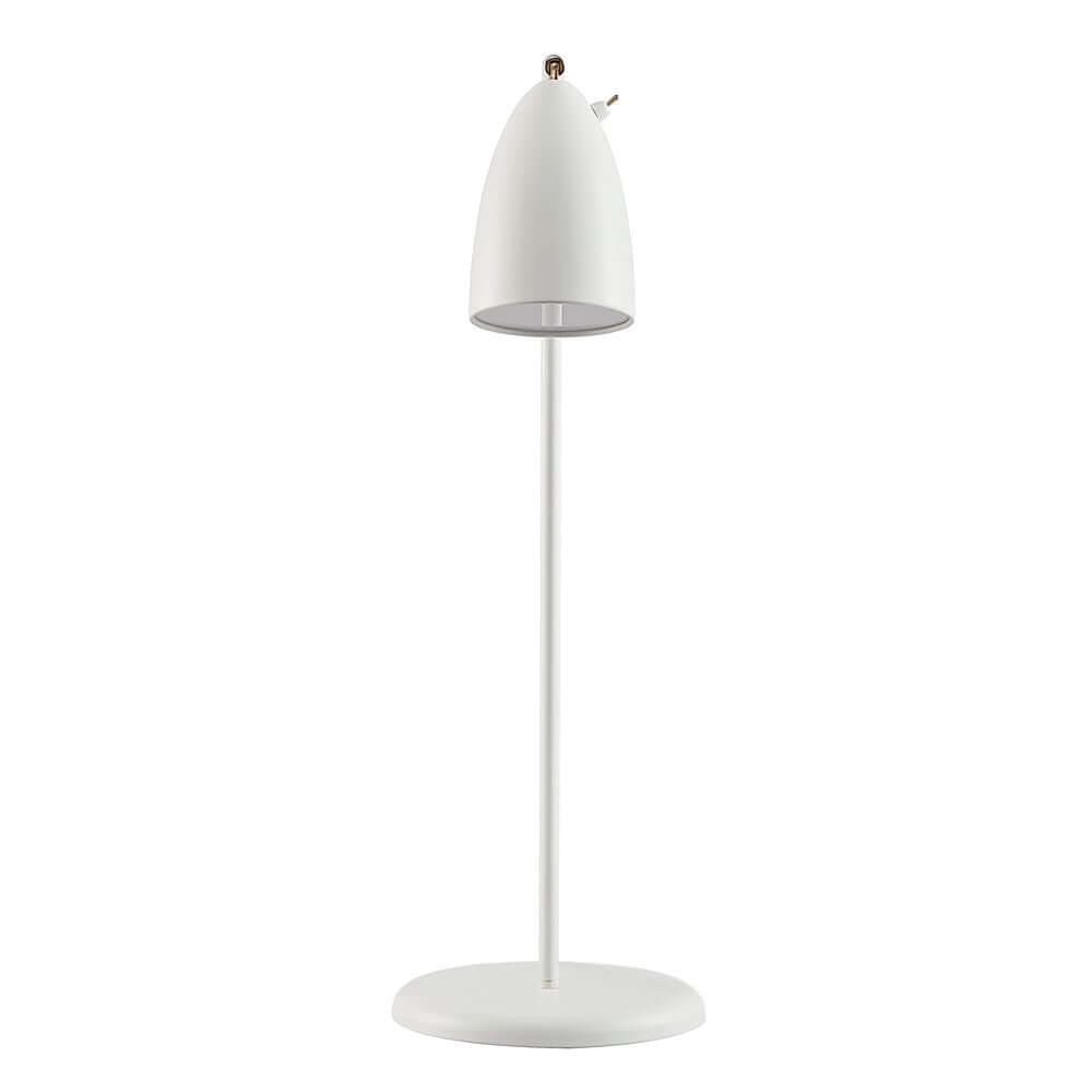 Tischlampe Nexus 2 in elegantem Weiß mit retro Stil Schalter und moderne Designakzente.