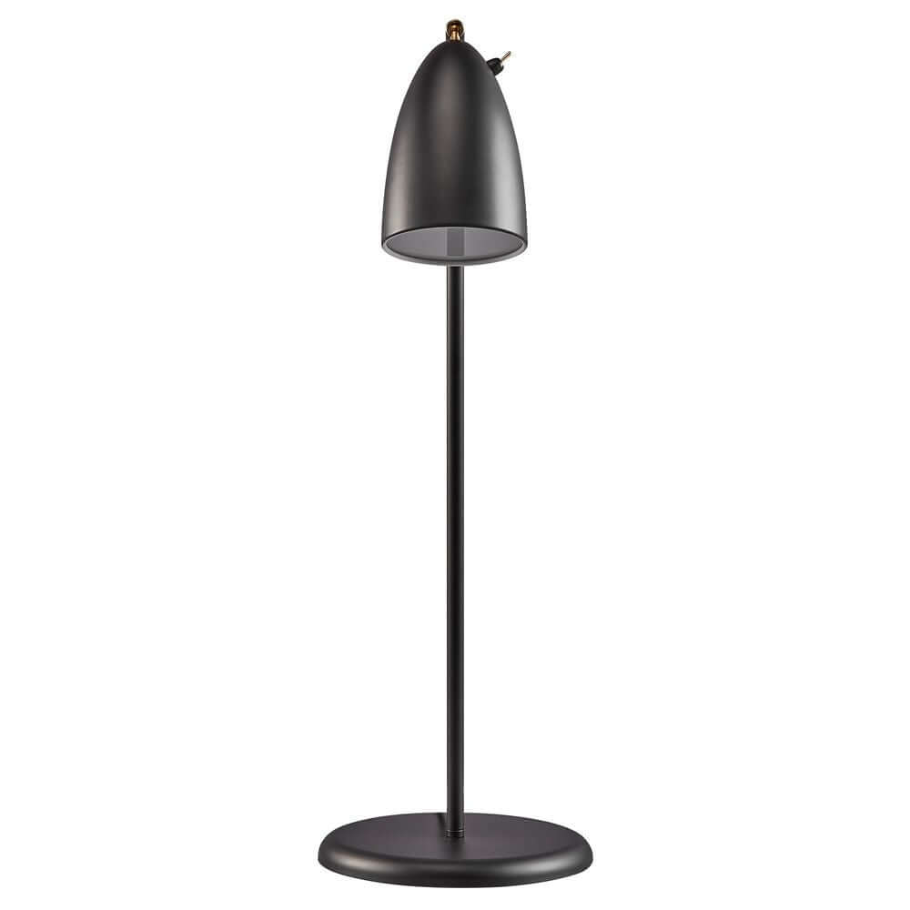 Tischlampe Nexus 2 mit modernem Design und Retro-Schalter in schwarzer Ausführung.