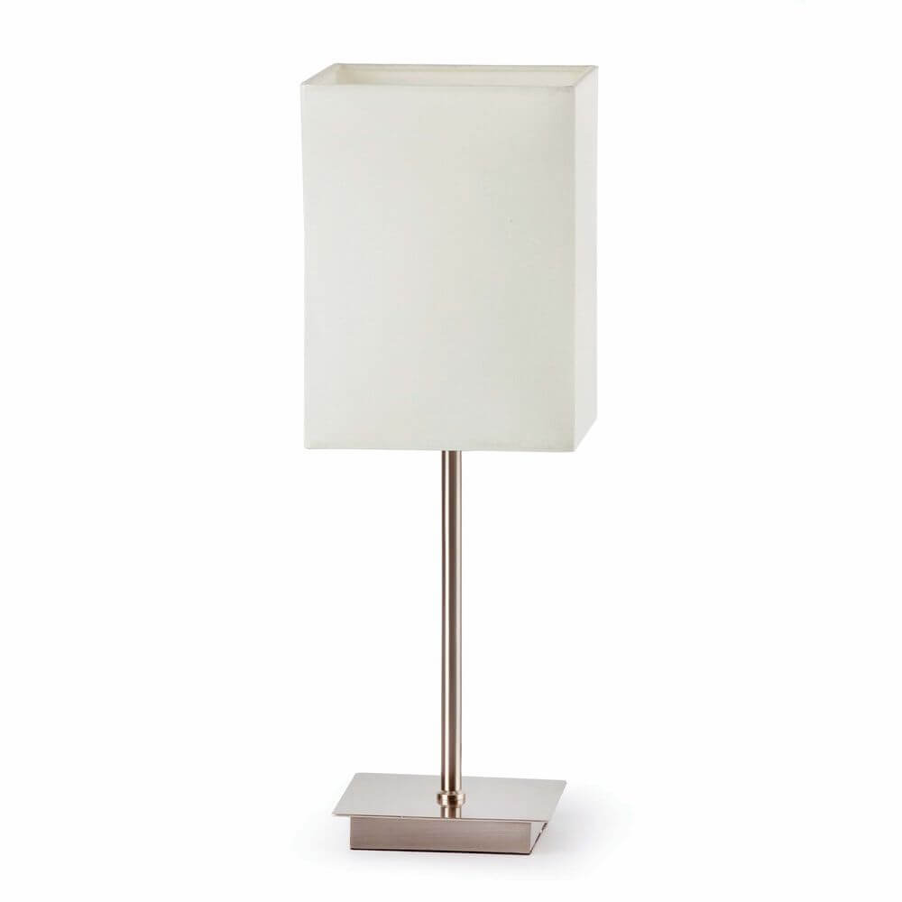 Tischlampe THANA Nickel, Weiß mit elegantem Design, ideal für moderne Innenräume.
