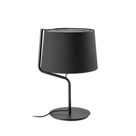 Tischleuchte BERNIE Schwarz mit modernem Design und schwarzem Lampenschirm auf einem stabilen Standfuß.