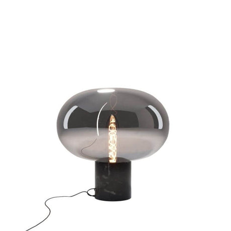 Moonstone Marble table lamp Ø 45cm with amber glass and black marble base in retro style.