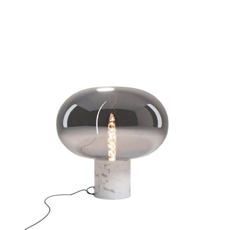 Moonstone Marble table lamp Ø 45cm – elegant combination of amber glass and black marble base.