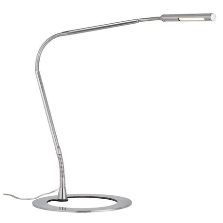 Schreibtischlampe Plaza 3W LED 700 mA 12V in modernem Design mit flexiblem Arm und flachem Fuß.