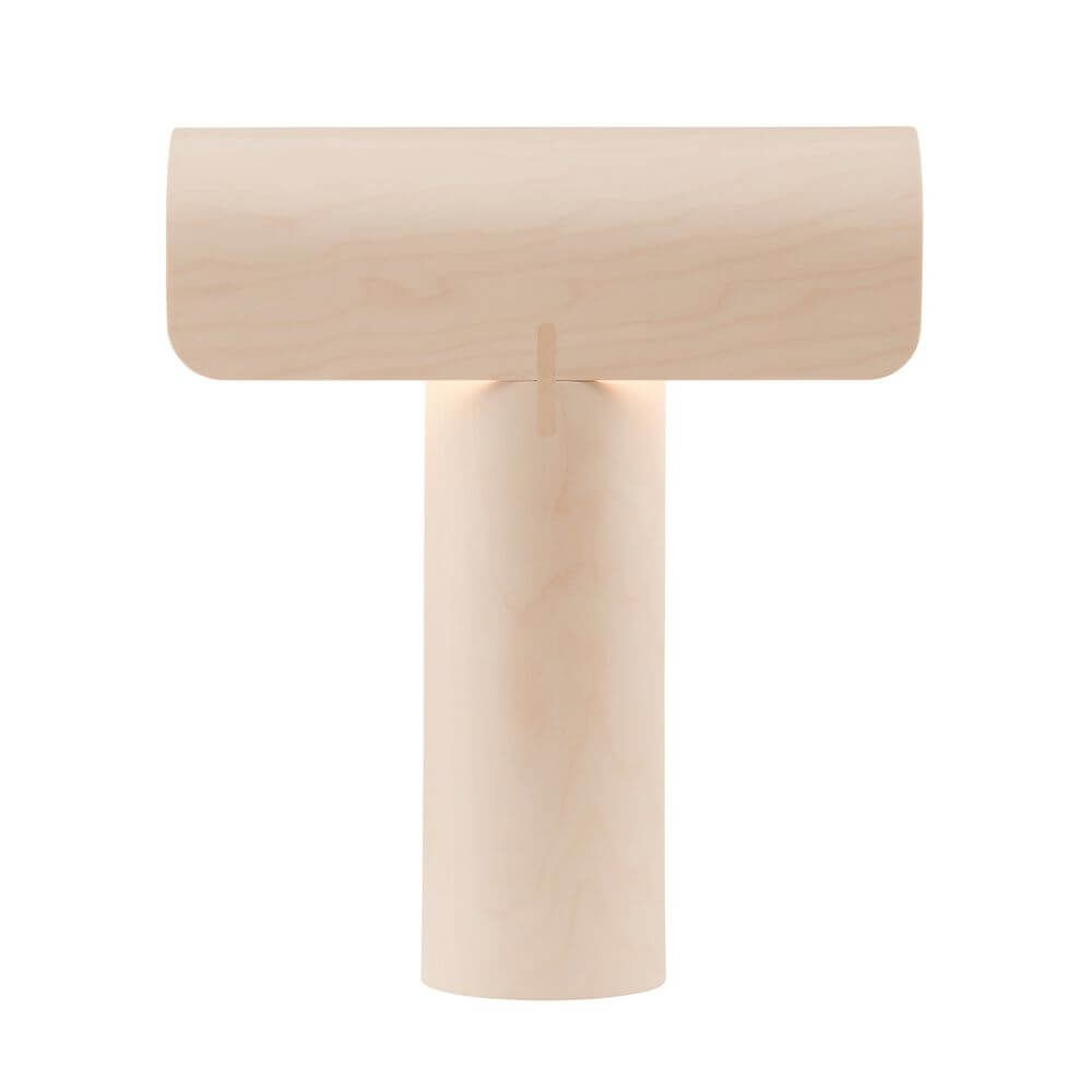 Tischleuchte Teelo 8020 aus Holz 38cm mit skulpturaler Form und diffusen Licht.