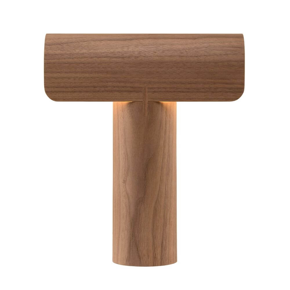 Tischleuchte Teelo 8020 aus Holz 38cm mit skulpturaler Form und blendfreiem Licht.