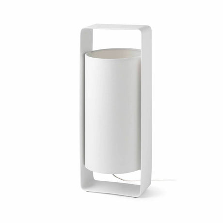 Tischleuchte mit Schirm LULA Weiß, elegante weiße Tischlampe mit modernem Design und klaren Linien.