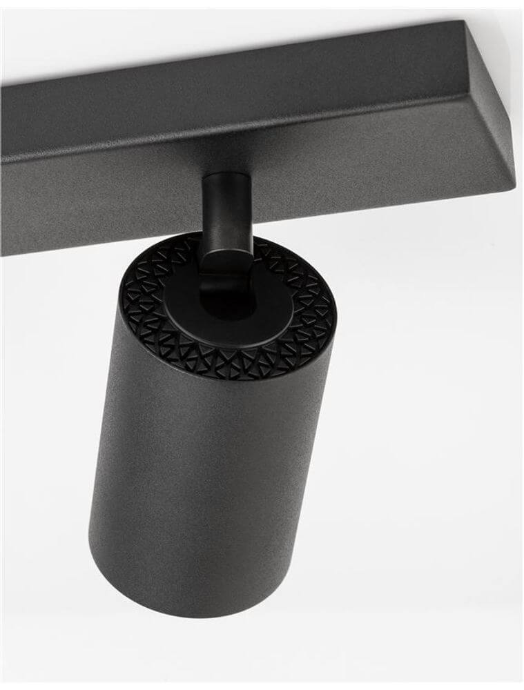 Tod Deckenleuchte GU10 2-flammig in elegantem Schwarz mit schwenkbarem Spot.