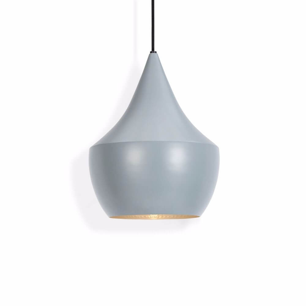 Tom Dixon Beat Fat LED Hängelampe Ø 24cm in grau mit goldener Innenseite, perfekt für jede Umgebung.