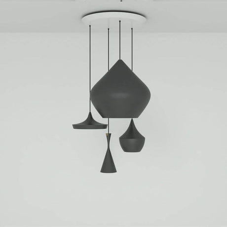 Tom Dixon Beat Round Hängelampe 4er Ø 85cm in elegantem schwarz. Modernes Design für stilvolle Innenräume.