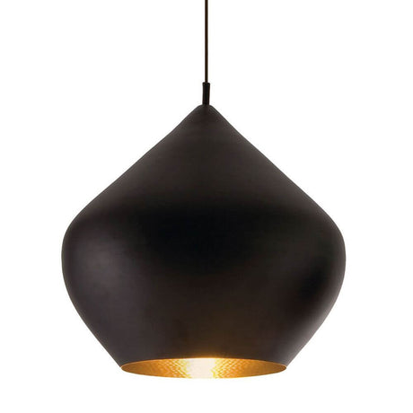 Tom Dixon Beat Stout LED Pendelleuchte in Schwarz mit goldener Innenseite, ideal für stilvolle Beleuchtung.