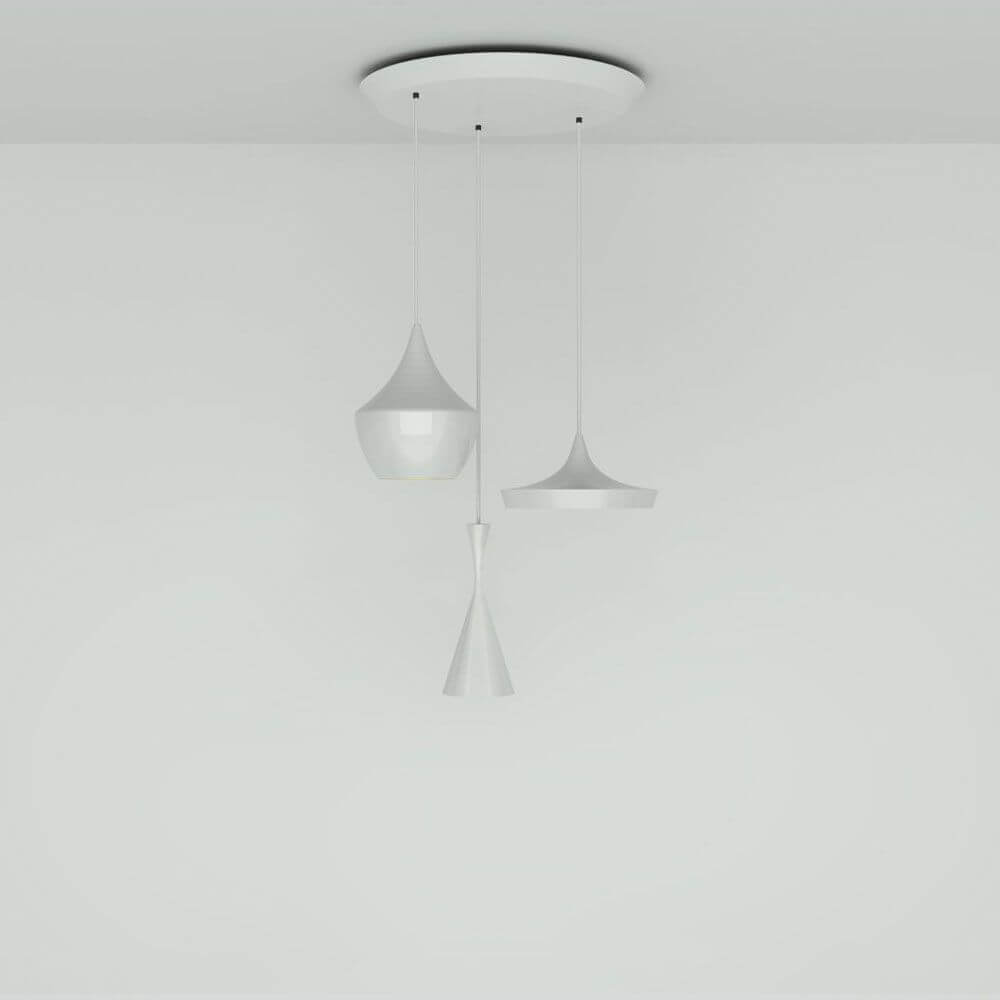Tom Dixon Beat Trio LED Pendelleuchte 3er Ø 68cm, elegante weiße Pendelleuchten für stilvolle Beleuchtung.