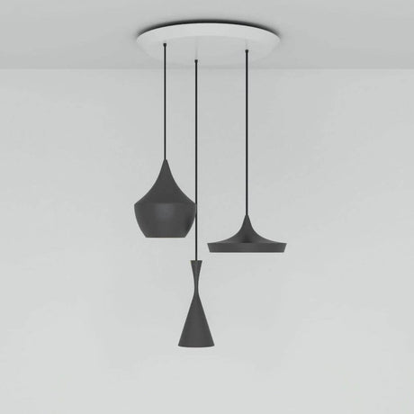 Tom Dixon Beat Trio LED Pendelleuchte 3er Ø 68cm in schwarz mit verschiedenen Formen.