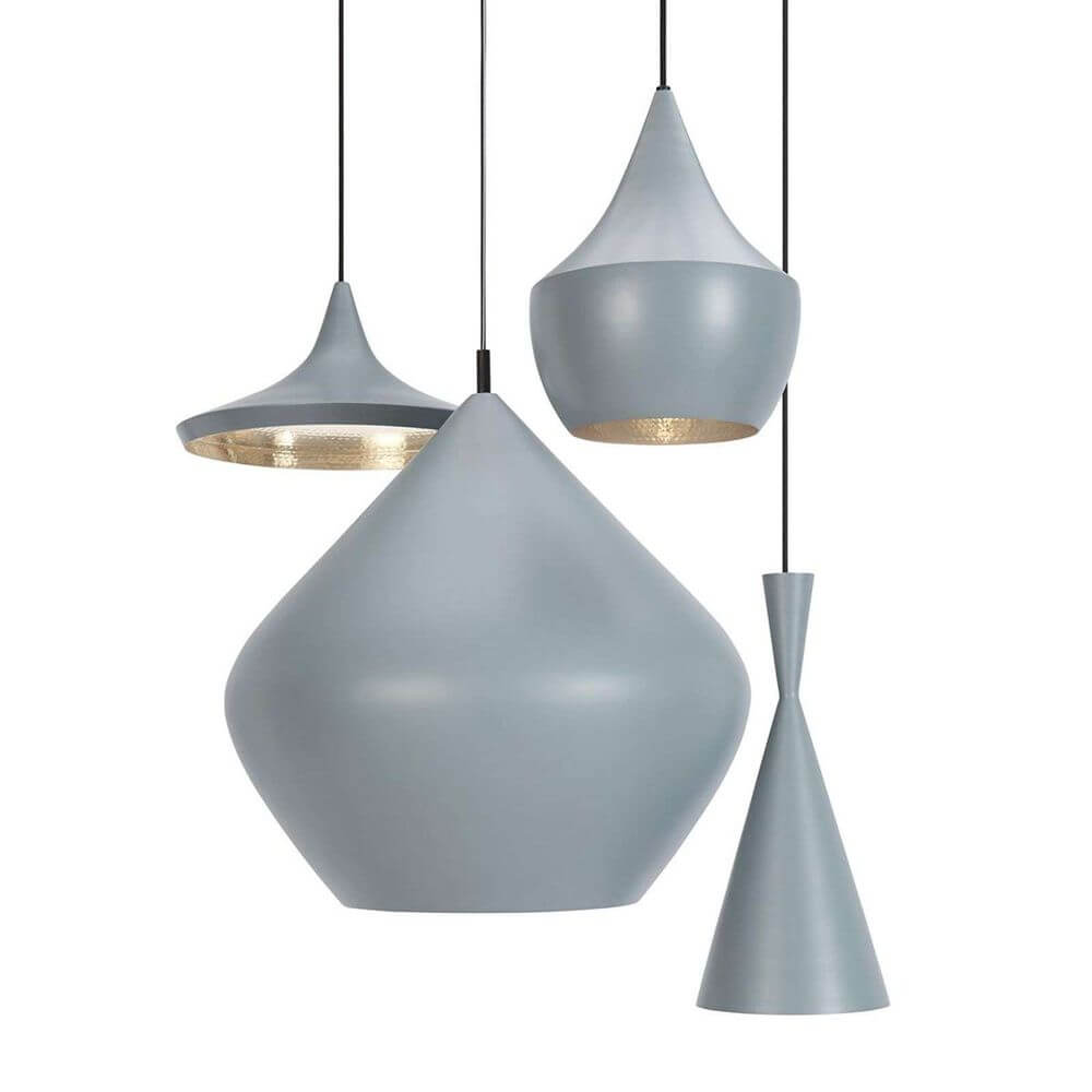 Tom Dixon Beat Wide LED Hängeleuchte Ø 36cm in verschiedenen Formen und Farben, graue Pendelleuchten.