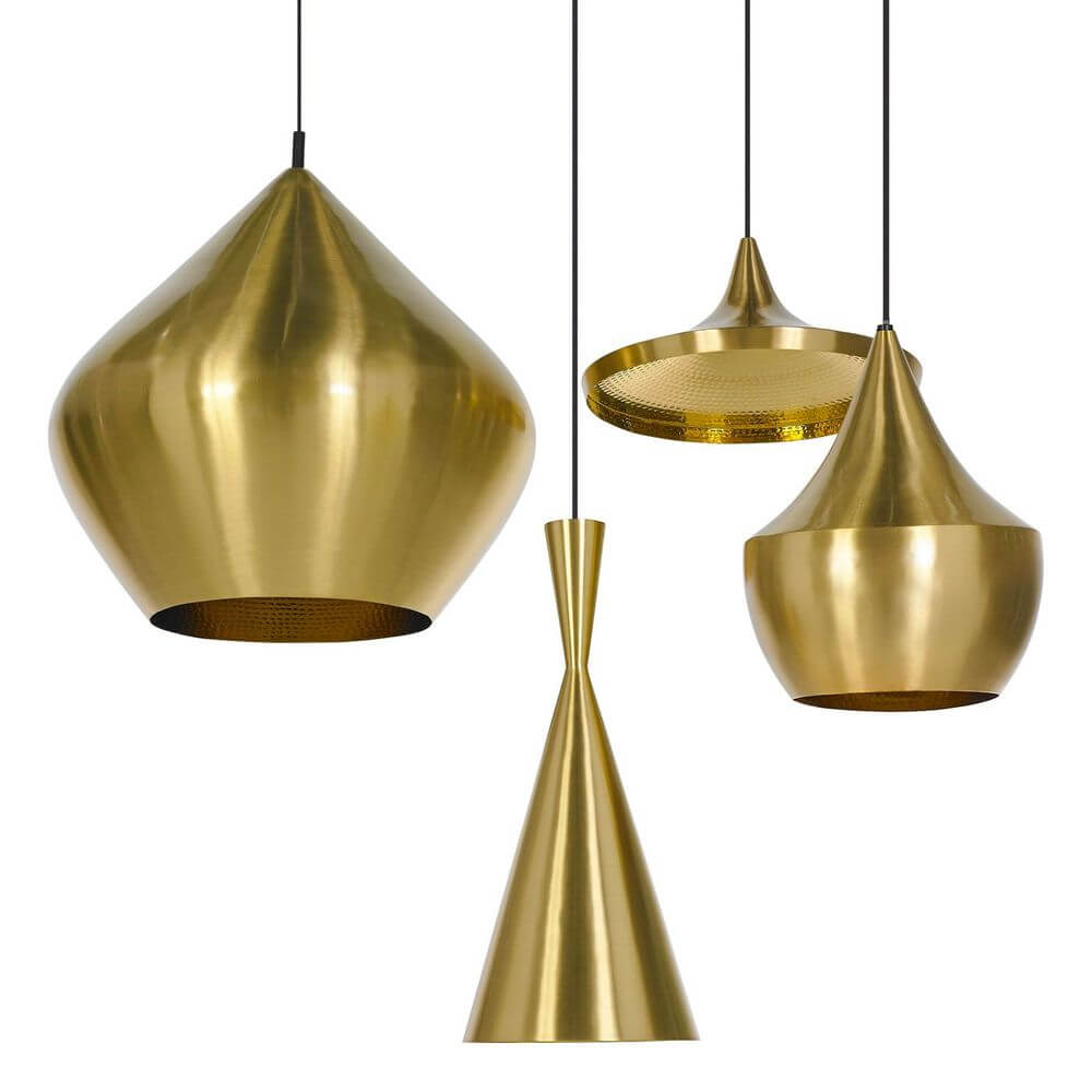 Tom Dixon Beat Wide LED Hängeleuchte Ø 36cm in verschiedenen goldenen Designs, elegant und modern für jeden Raum.