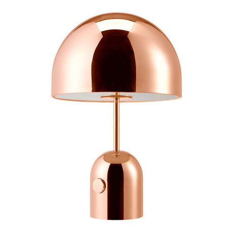 Tom Dixon Bell Tischleuchte mit Drehdimmer in glänzendem Kupfer, elegantes Design mit integriertem Dimmer.