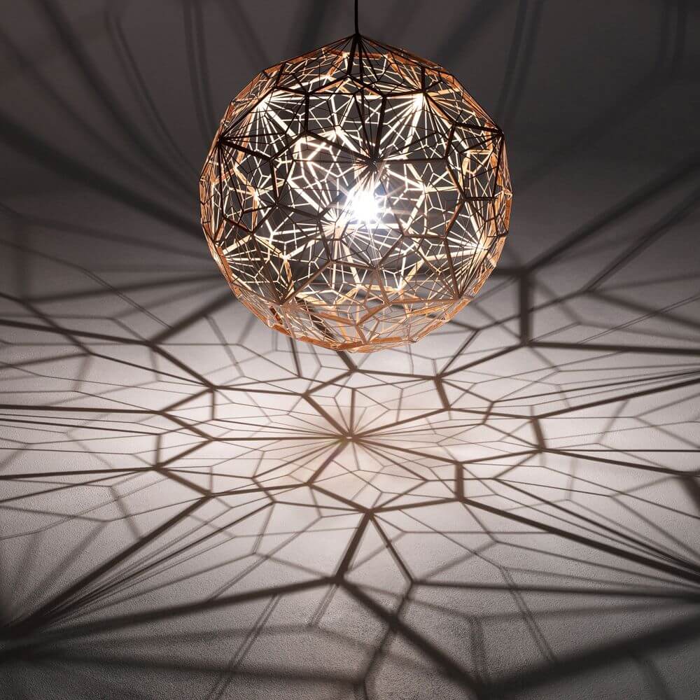 Tom Dixon Etch Web Effekt Pendelleuchte Ø 60cm mit geodätischer Struktur und faszinierenden Schatten
