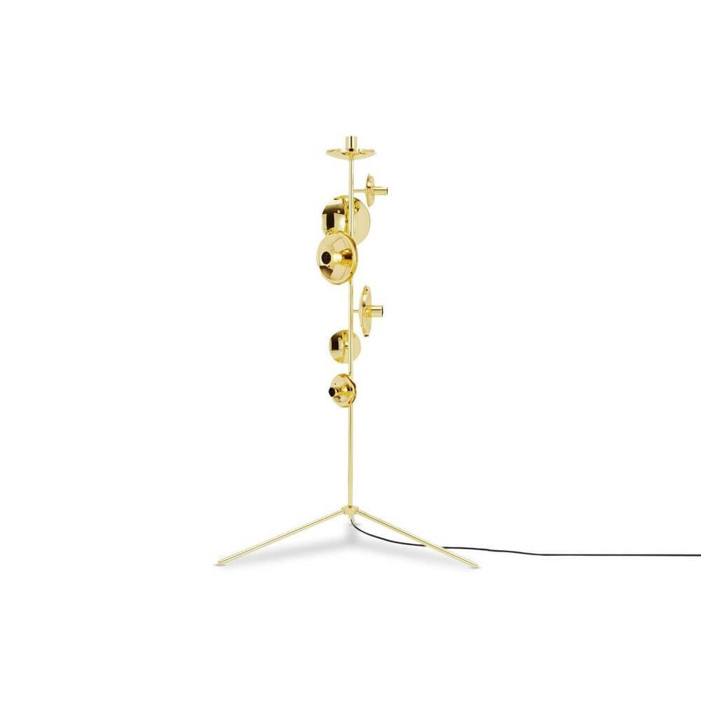 Tom Dixon Melt Stand Chandelier in Gold, innovative Design von FRONT, modernes und elegantes Beleuchtungselement.