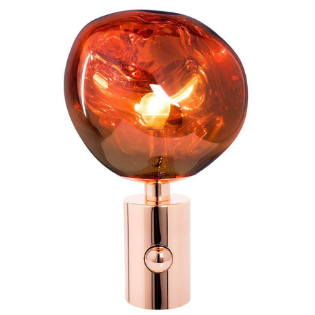 Tom Dixon Melt Tischlampe mit Dimmer in orange, hypnotisches Licht und elegantes Design.