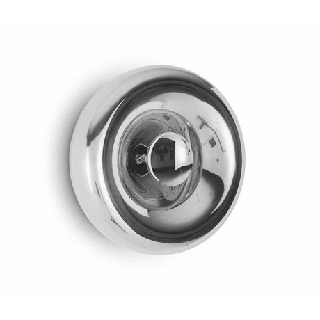 Tom Dixon Void Wandleuchte verspiegelt Ø 30cm an der Wand montiert, elegantes Design aus Metall.