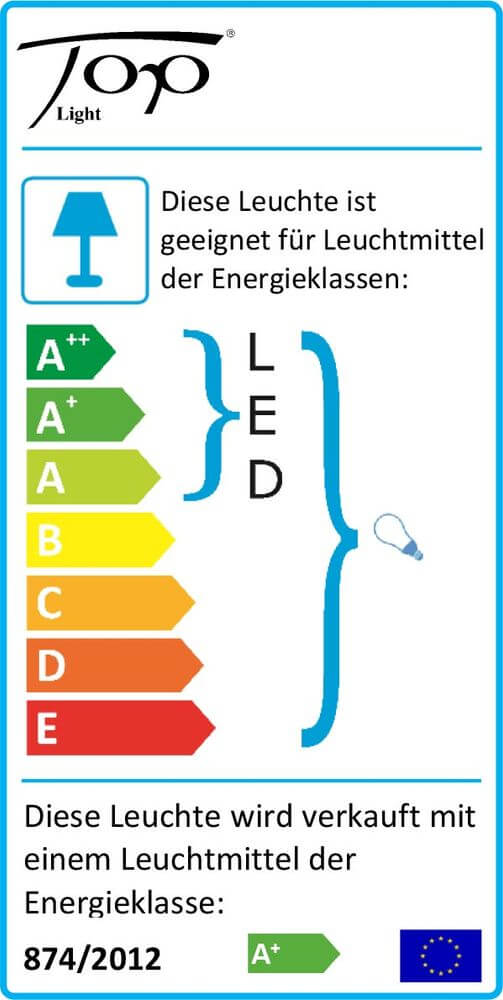 Energieeffizienzlabel für LED Deckenlampe Puk Maxx Plus mit A+ Einstufung.