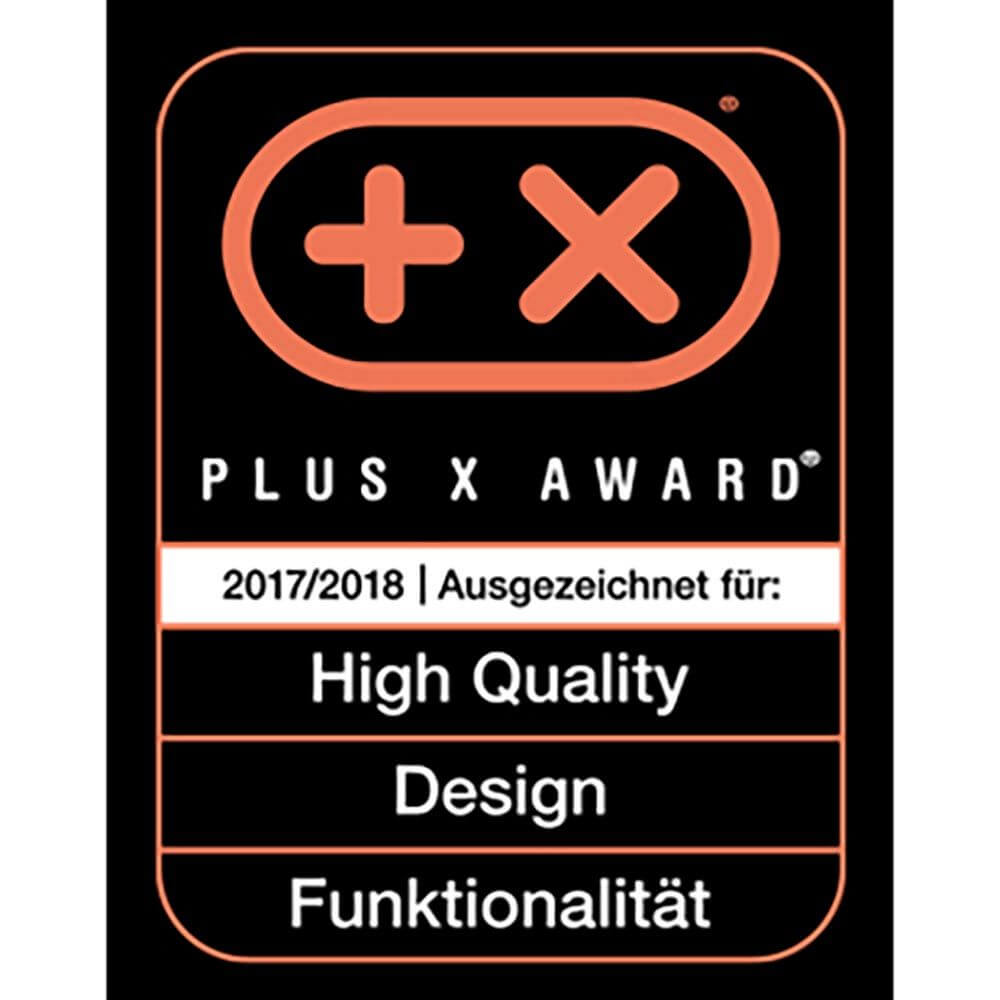 Plus X Award Auszeichnung 2017/2018 für High Quality, Design und Funktionalität.
