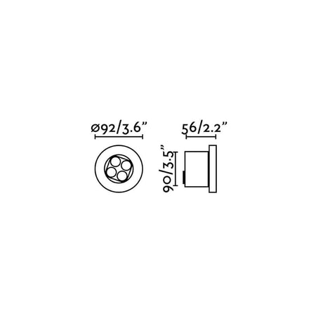 Tras Outdoor LED recessed spotlight IP67 black dimension drawing with diameter and height