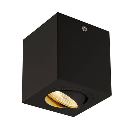 TriLEDo Square Cl LED surface-mounted downlight 38° black 3000K in a modern design with a rotatable light head.