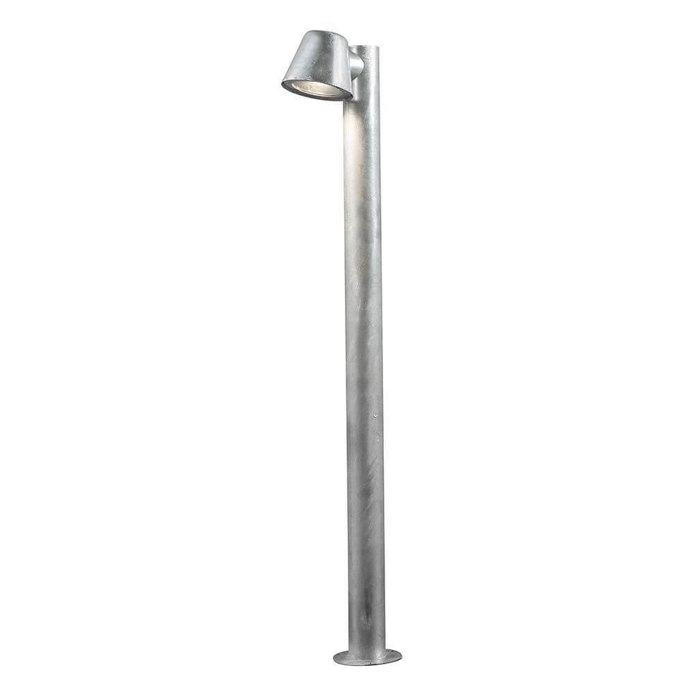 Trieste Wegeleuchte mit Pfahl galvanisierter Stahl, elegante Außenbeleuchtung aus galvanisiertem Stahl.