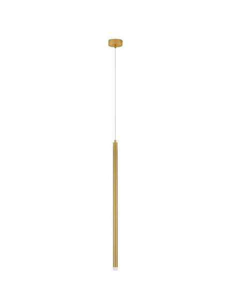 Trimle LED Pendelleuchte H 70cm Ø 2,5cm 3000K mit gebürstetem Gold-Finish und minimalistischem Design.