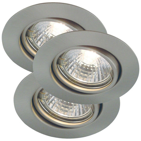 Triton recessed ceiling light brushed aluminum, 3 recessed spotlights for indoor use, without light source.